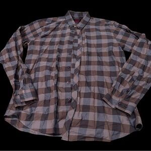 Jared Lang Brown and Gray Plaid Shirt